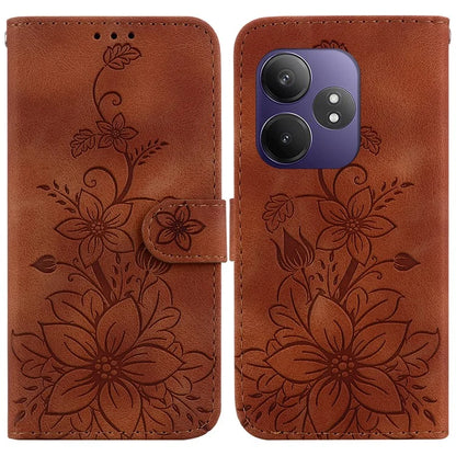 For Realme GT Neo6 SE 5G / GT 6 5G / 6T 5G / Neo6 5G Leather Case Lily Flower Imprint Phone Cover with Stand