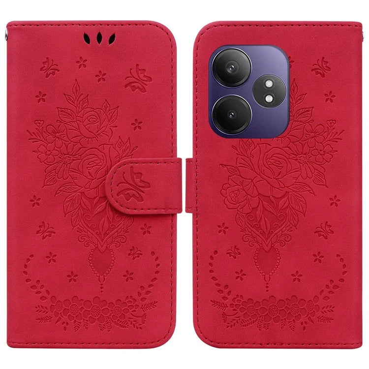 For Realme GT Neo6 SE 5G / Neo6 5G / 6T 5G / 6 5G Case PU Leather Wallet Phone Cover Butterfly Flower Imprint