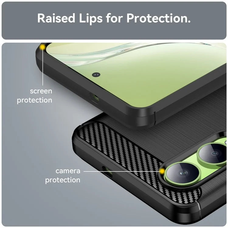 For Oppo K12x 5G (China) / OnePlus Nord CE4 Lite 5G Case Brushed TPU Phone Cover Carbon Fiber Texture