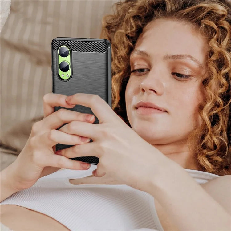 For Oppo K12x 5G (China) / OnePlus Nord CE4 Lite 5G Case Brushed TPU Phone Cover Carbon Fiber Texture