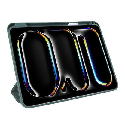 For iPad Pro 11 (2024) Protective Case PU Leather Tri-Fold Stand Tablet Cover