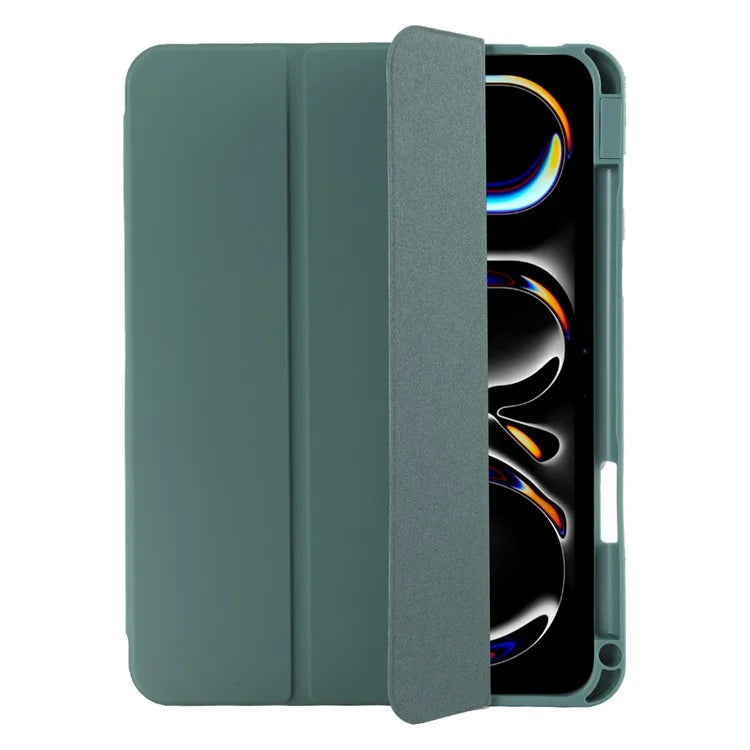 For iPad Pro 11 (2024) Protective Case PU Leather Tri-Fold Stand Tablet Cover