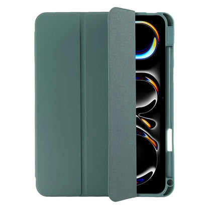 For iPad Pro 11 (2024) Protective Case PU Leather Tri-Fold Stand Tablet Cover