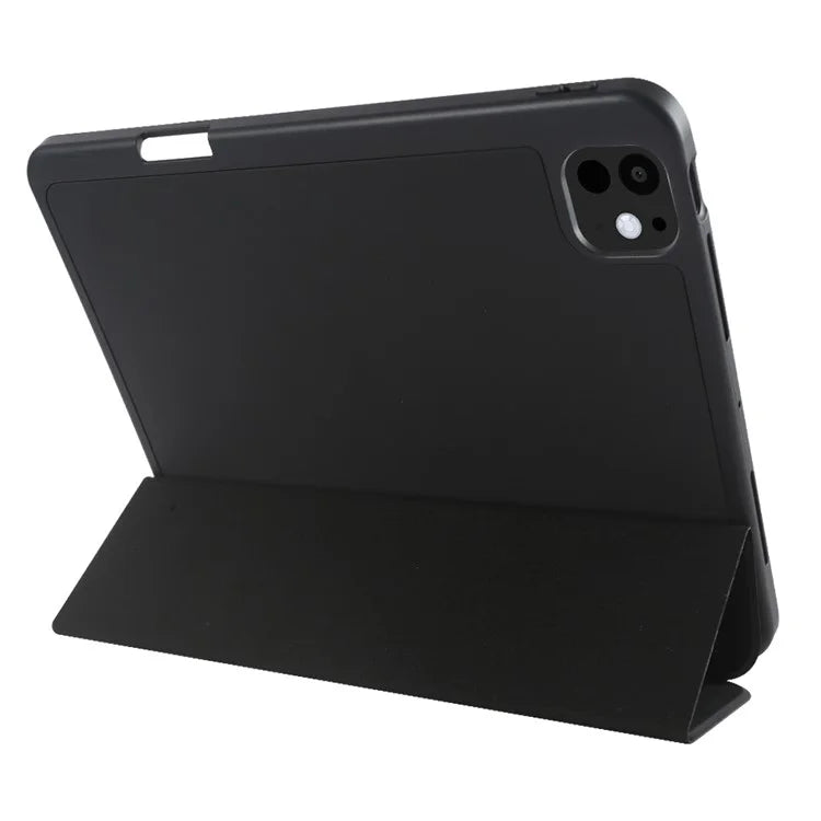 For iPad Pro 11 (2024) Protective Case PU Leather Tri-Fold Stand Tablet Cover