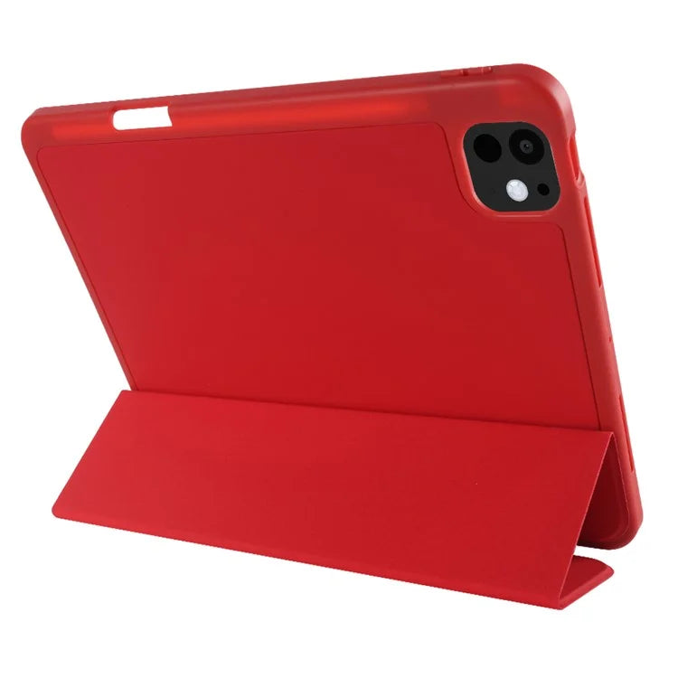 For iPad Pro 11 (2024) Protective Case PU Leather Tri-Fold Stand Tablet Cover