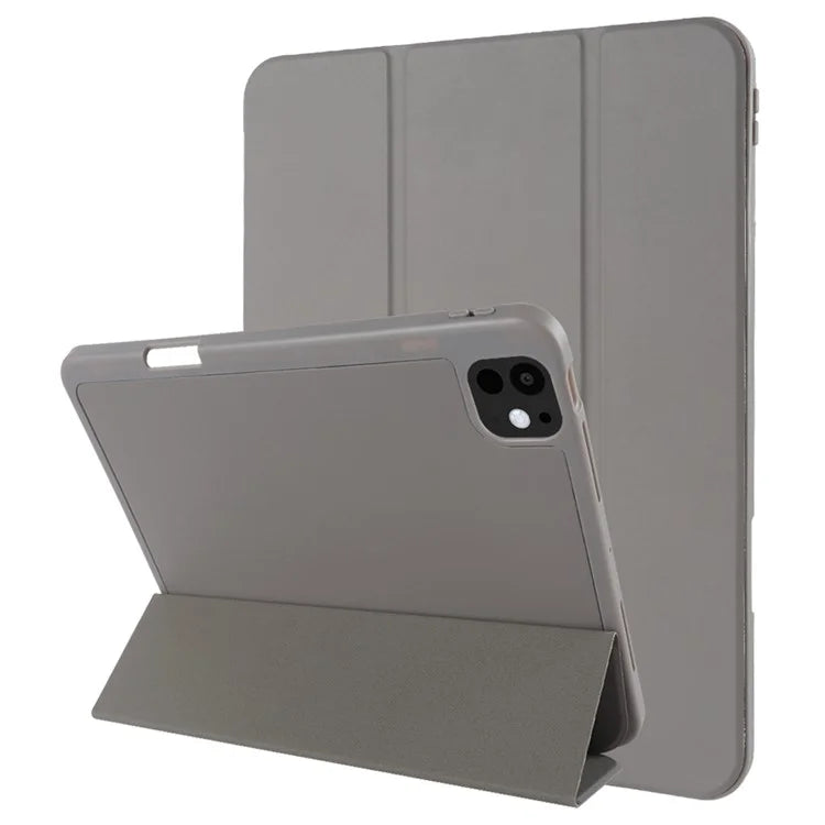 For iPad Pro 11 (2024) Protective Case PU Leather Tri-Fold Stand Tablet Cover