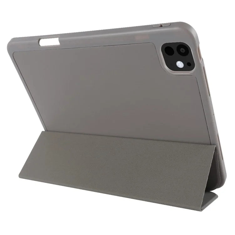 For iPad Pro 11 (2024) Protective Case PU Leather Tri-Fold Stand Tablet Cover