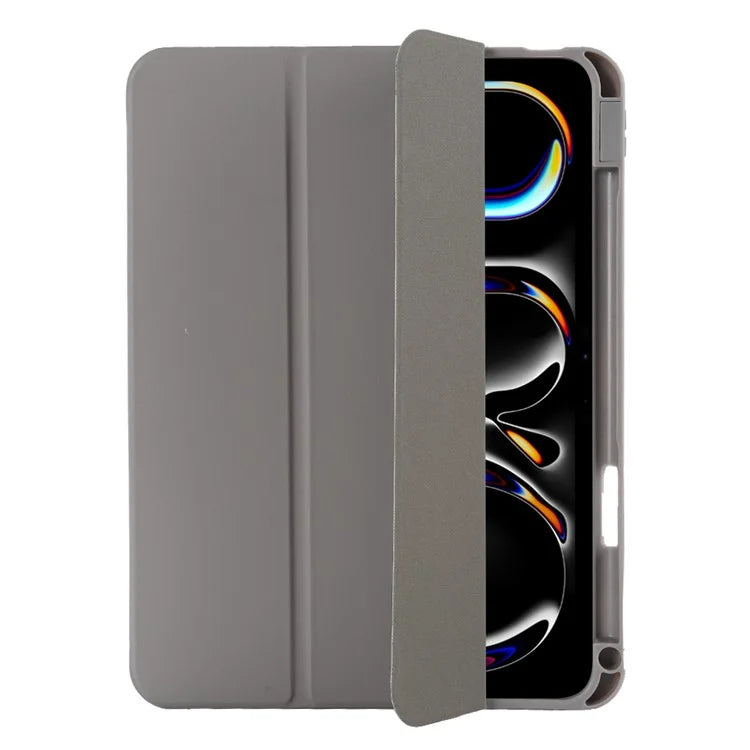For iPad Pro 11 (2024) Protective Case PU Leather Tri-Fold Stand Tablet Cover