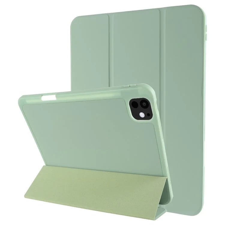For iPad Pro 11 (2024) Protective Case PU Leather Tri-Fold Stand Tablet Cover