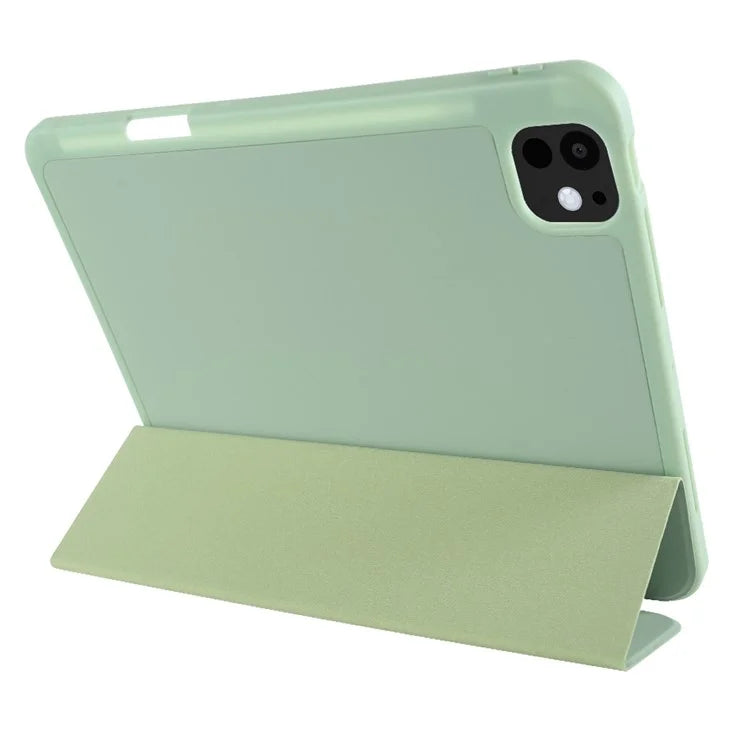For iPad Pro 11 (2024) Protective Case PU Leather Tri-Fold Stand Tablet Cover
