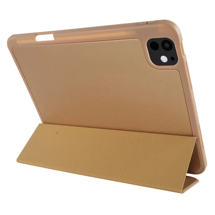 For iPad Pro 11 (2024) Protective Case PU Leather Tri-Fold Stand Tablet Cover