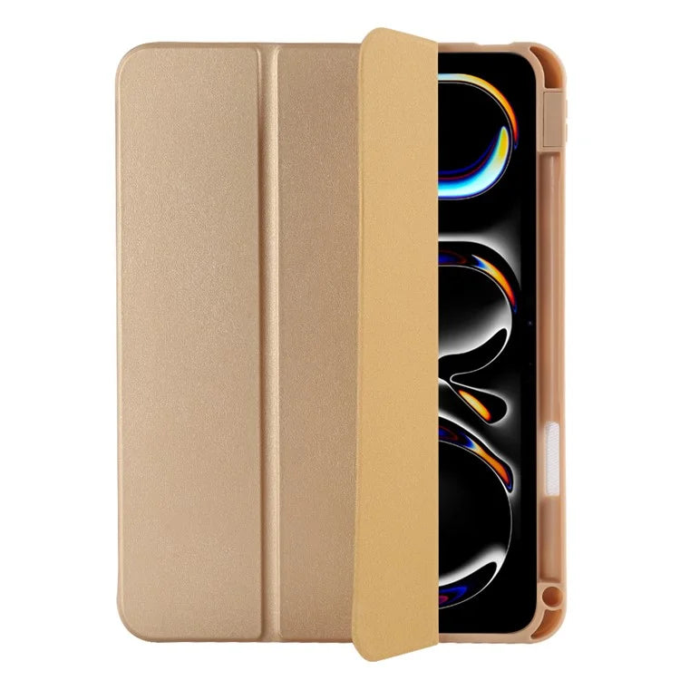 For iPad Pro 11 (2024) Protective Case PU Leather Tri-Fold Stand Tablet Cover