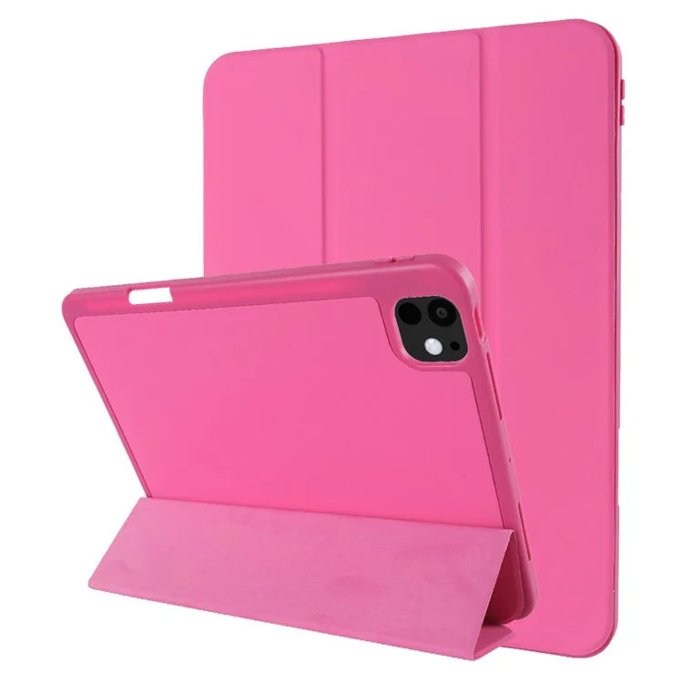 For iPad Pro 11 (2024) Protective Case PU Leather Tri-Fold Stand Tablet Cover