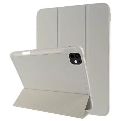 For iPad Pro 11 (2024) Protective Case PU Leather Tri-Fold Stand Tablet Cover