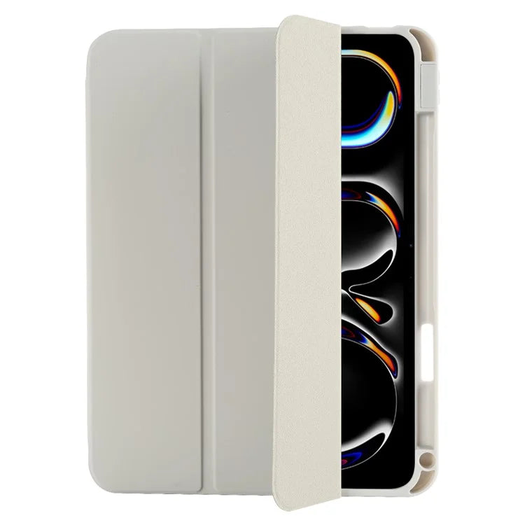 For iPad Pro 11 (2024) Protective Case PU Leather Tri-Fold Stand Tablet Cover