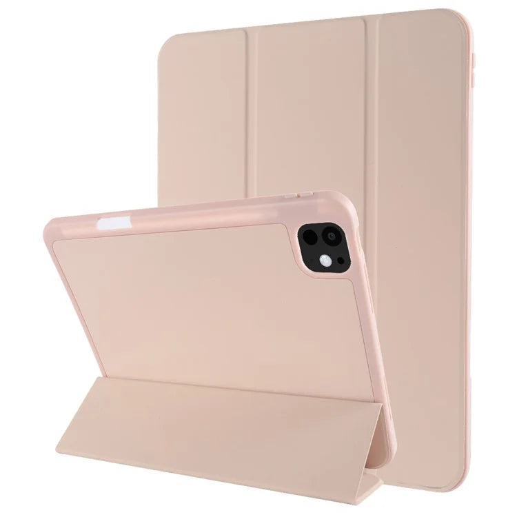 For iPad Pro 11 (2024) Protective Case PU Leather Tri-Fold Stand Tablet Cover