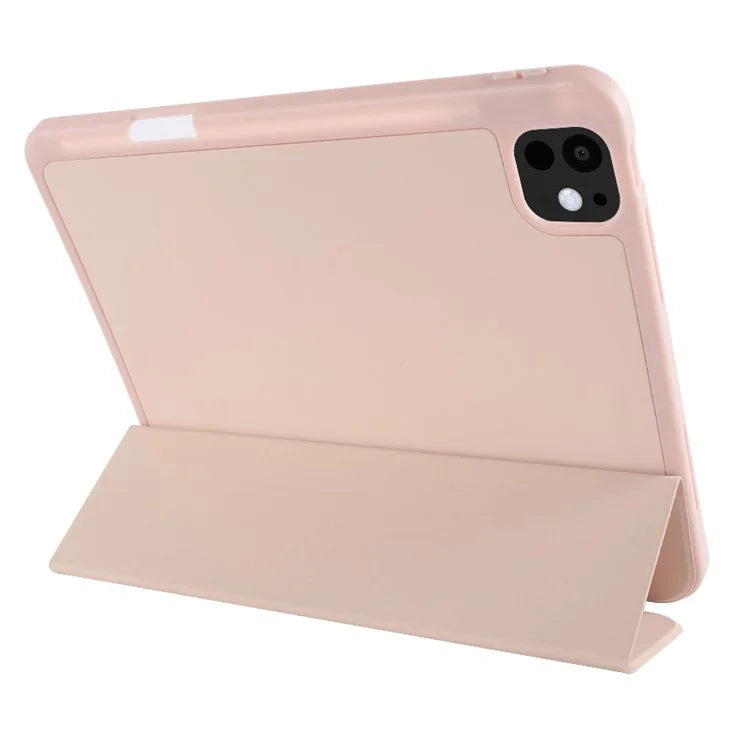 For iPad Pro 11 (2024) Protective Case PU Leather Tri-Fold Stand Tablet Cover