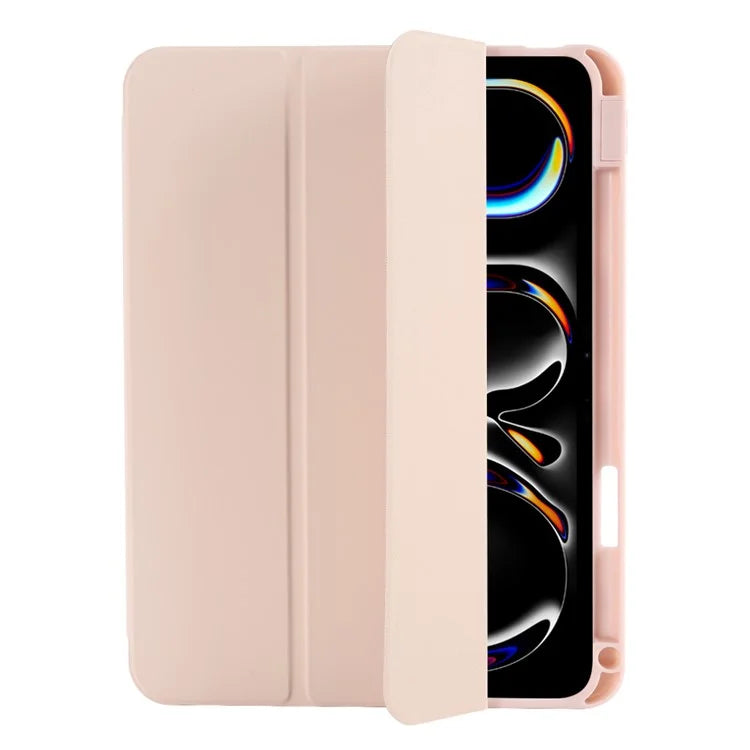 For iPad Pro 11 (2024) Protective Case PU Leather Tri-Fold Stand Tablet Cover