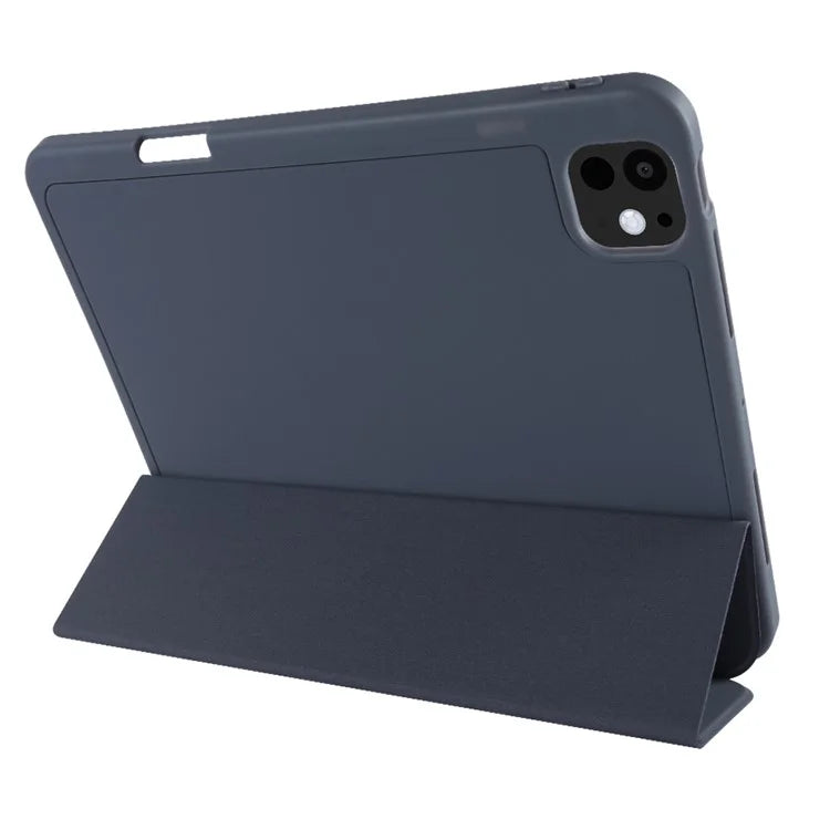 For iPad Pro 11 (2024) Protective Case PU Leather Tri-Fold Stand Tablet Cover