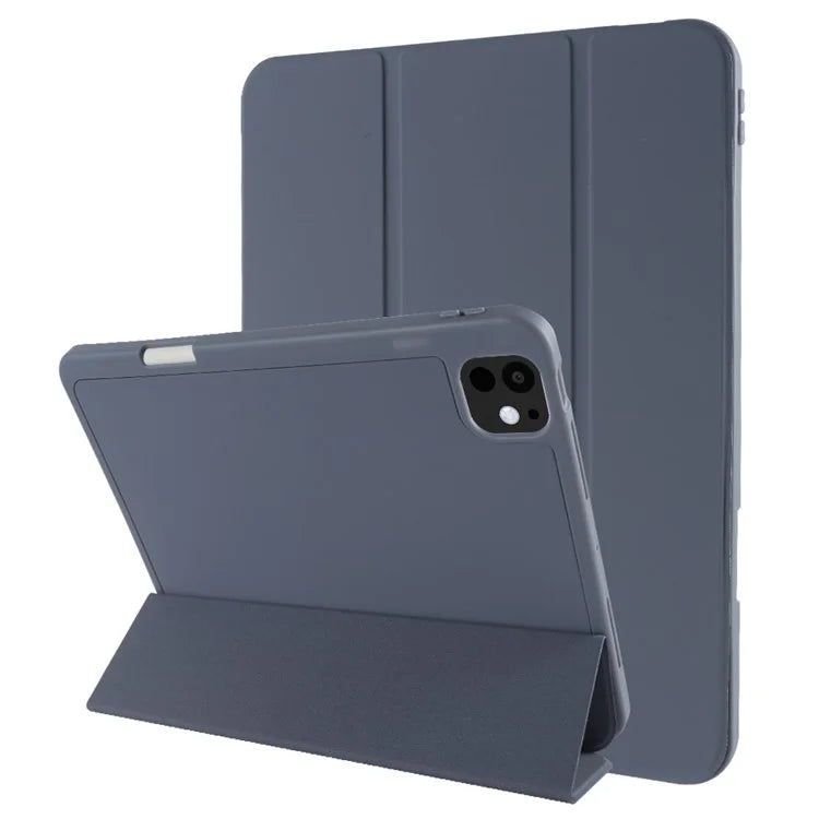 For iPad Pro 11 (2024) Protective Case PU Leather Tri-Fold Stand Tablet Cover