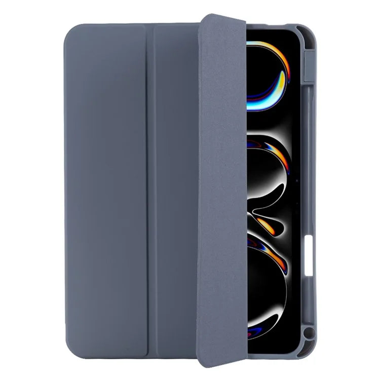 For iPad Pro 11 (2024) Protective Case PU Leather Tri-Fold Stand Tablet Cover