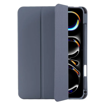 For iPad Pro 11 (2024) Protective Case PU Leather Tri-Fold Stand Tablet Cover