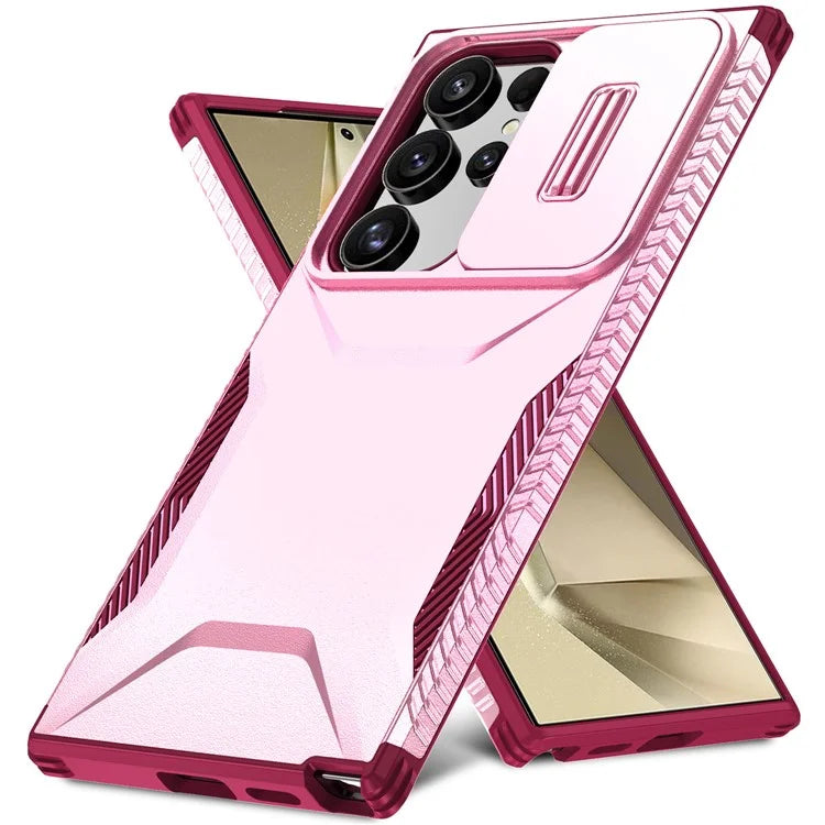 For Samsung Galaxy S24 Ultra Case with Slide Camera Guard PC+TPU Anti-Slip Phone Cover