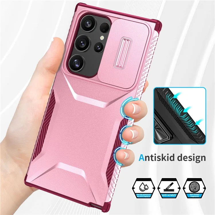 For Samsung Galaxy S24 Ultra Case with Slide Camera Guard PC+TPU Anti-Slip Phone Cover