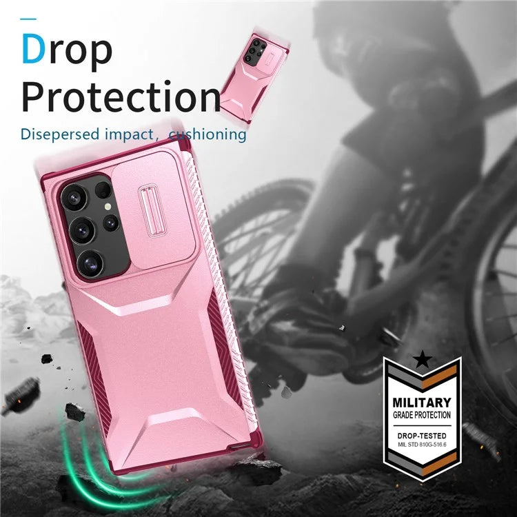 For Samsung Galaxy S24 Ultra Case with Slide Camera Guard PC+TPU Anti-Slip Phone Cover