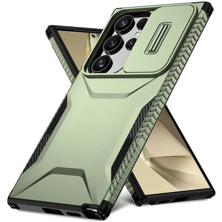 For Samsung Galaxy S24 Ultra Case with Slide Camera Guard PC+TPU Anti-Slip Phone Cover