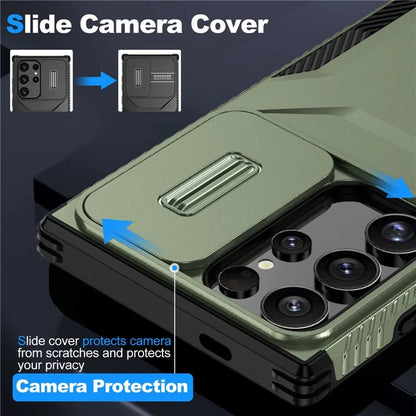 For Samsung Galaxy S24 Ultra Case with Slide Camera Guard PC+TPU Anti-Slip Phone Cover