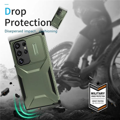 For Samsung Galaxy S24 Ultra Case with Slide Camera Guard PC+TPU Anti-Slip Phone Cover