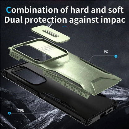 For Samsung Galaxy S24 Ultra Case with Slide Camera Guard PC+TPU Anti-Slip Phone Cover