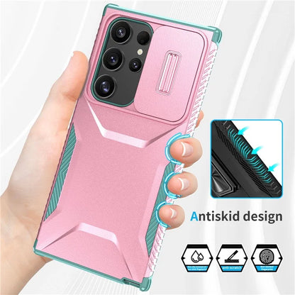 For Samsung Galaxy S24 Ultra Case with Slide Camera Guard PC+TPU Anti-Slip Phone Cover
