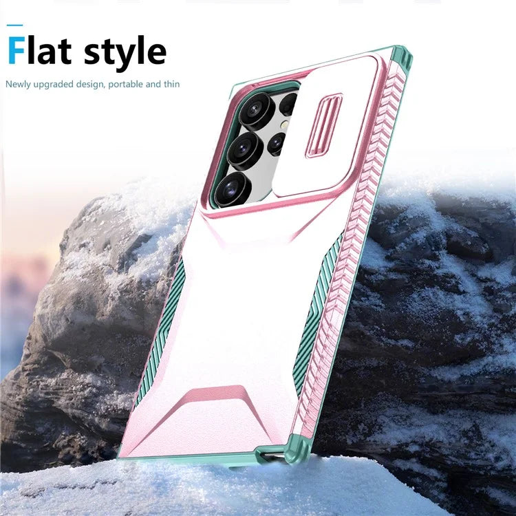 For Samsung Galaxy S24 Ultra Case with Slide Camera Guard PC+TPU Anti-Slip Phone Cover