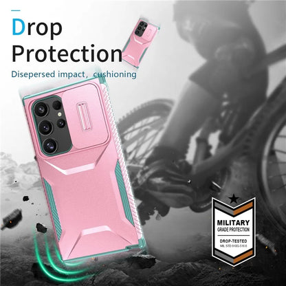 For Samsung Galaxy S24 Ultra Case with Slide Camera Guard PC+TPU Anti-Slip Phone Cover