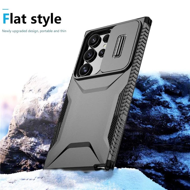 For Samsung Galaxy S24 Ultra Case with Slide Camera Guard PC+TPU Anti-Slip Phone Cover