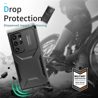 For Samsung Galaxy S24 Ultra Case with Slide Camera Guard PC+TPU Anti-Slip Phone Cover
