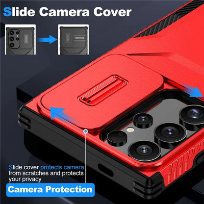 For Samsung Galaxy S24 Ultra Case with Slide Camera Guard PC+TPU Anti-Slip Phone Cover