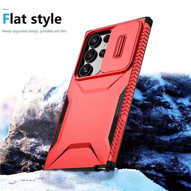 For Samsung Galaxy S24 Ultra Case with Slide Camera Guard PC+TPU Anti-Slip Phone Cover
