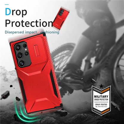 For Samsung Galaxy S24 Ultra Case with Slide Camera Guard PC+TPU Anti-Slip Phone Cover