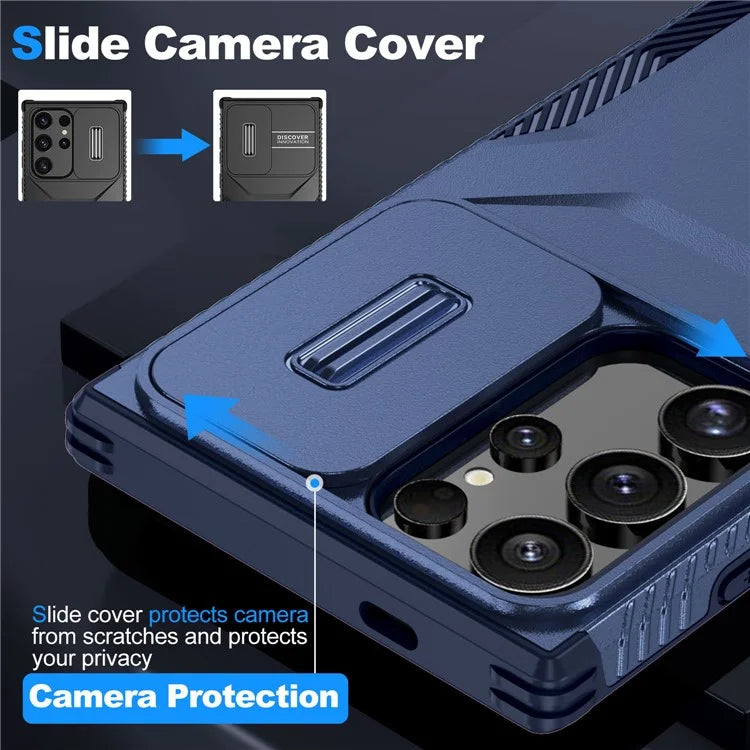For Samsung Galaxy S24 Ultra Case with Slide Camera Guard PC+TPU Anti-Slip Phone Cover