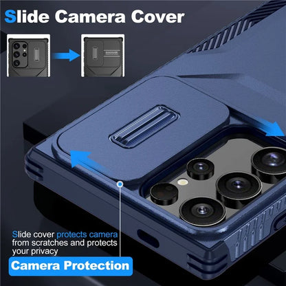 For Samsung Galaxy S24 Ultra Case with Slide Camera Guard PC+TPU Anti-Slip Phone Cover