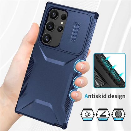 For Samsung Galaxy S24 Ultra Case with Slide Camera Guard PC+TPU Anti-Slip Phone Cover