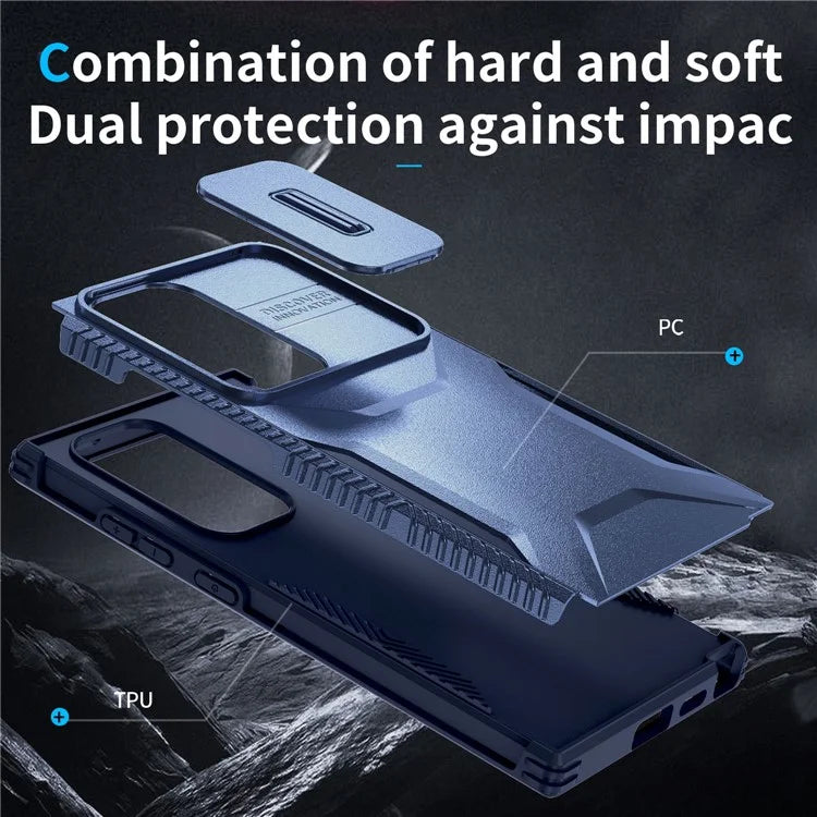 For Samsung Galaxy S24 Ultra Case with Slide Camera Guard PC+TPU Anti-Slip Phone Cover