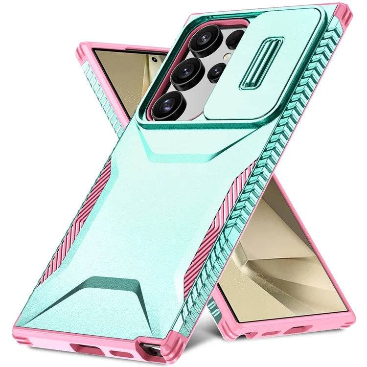 For Samsung Galaxy S24 Ultra Case with Slide Camera Guard PC+TPU Anti-Slip Phone Cover