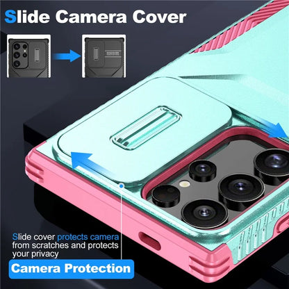 For Samsung Galaxy S24 Ultra Case with Slide Camera Guard PC+TPU Anti-Slip Phone Cover