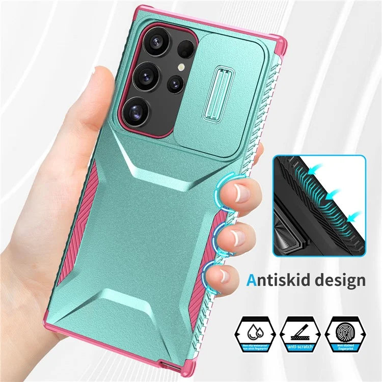 For Samsung Galaxy S24 Ultra Case with Slide Camera Guard PC+TPU Anti-Slip Phone Cover