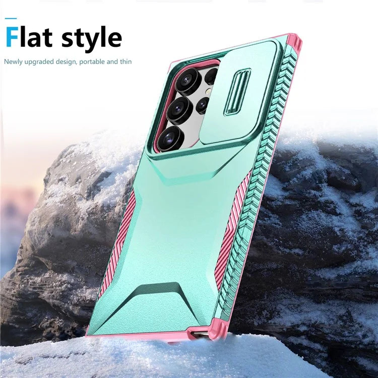 For Samsung Galaxy S24 Ultra Case with Slide Camera Guard PC+TPU Anti-Slip Phone Cover
