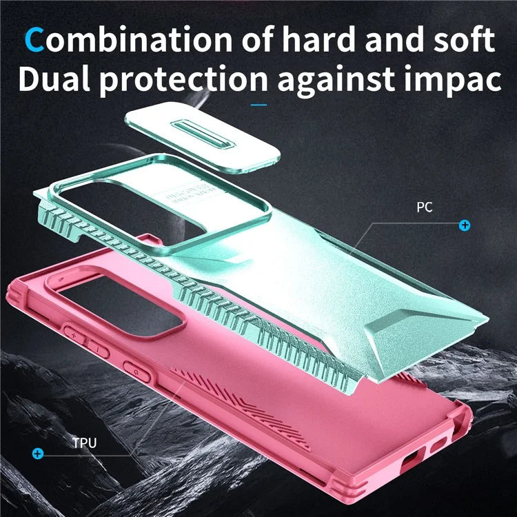For Samsung Galaxy S24 Ultra Case with Slide Camera Guard PC+TPU Anti-Slip Phone Cover